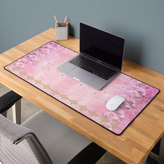 baroque, Rose, Damas, Grunge - Mat de bureau (Bureau 2)