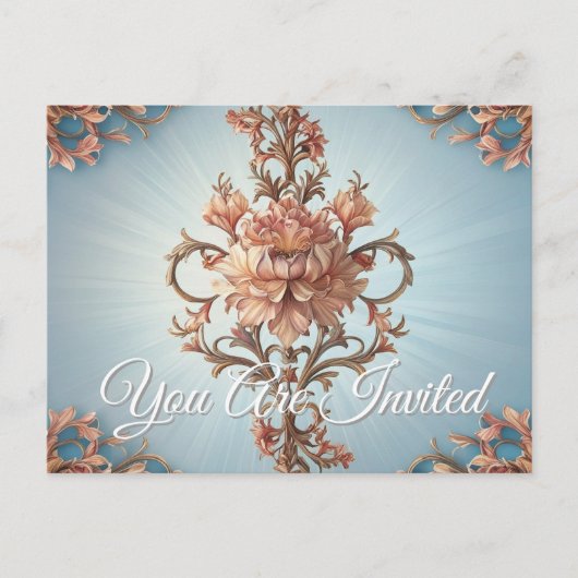 Baroque Rose  Uitnodiging Briefkaart (Voorkant)