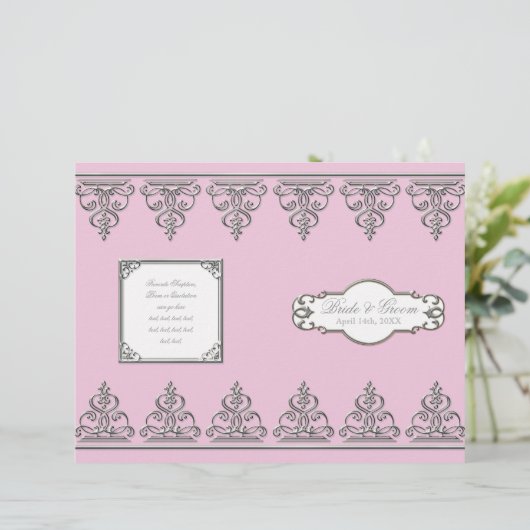 Baroque Silver Swirls - Programme de mariage forme (Debout devant)