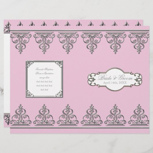 Baroque Silver Swirls - Programme de mariage forme (Devant / Derrière)