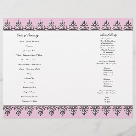 Baroque Silver Swirls - Programme de mariage forme (Dos)