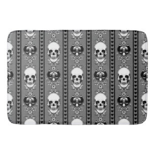 Baroque Skull Stripe Patroon grijs Badmat