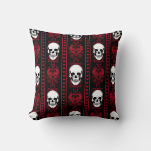Baroque Skull Stripe Patroon Red Kussen
