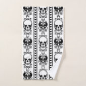 Baroque Skull Stripe Patroon White Bad Handdoek (Handdoek)