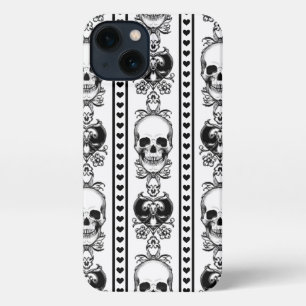 Baroque Skull Stripe Patroon White iPhone 13 Hoesje