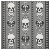 Baroque Skull Stripe Pattern Grey Fabric Stof (Swatch)
