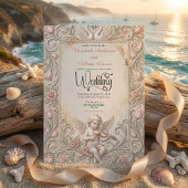 Baroque Swan & Cherub Wedding Invitation. Kaart