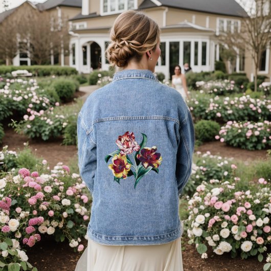 Baroque Tulip Floral Denim Jacket (Huwelijk Achterkant)