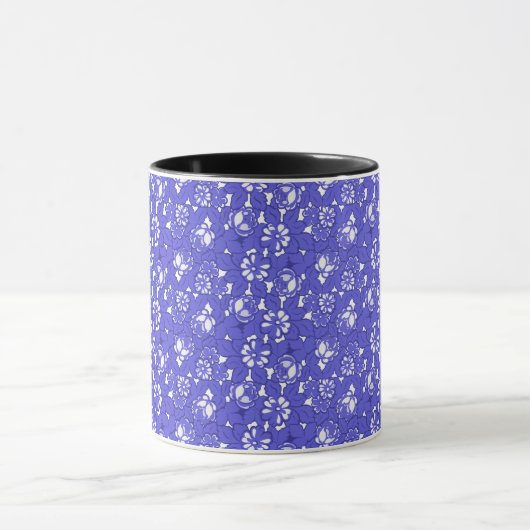 Baroque wallpaper - blue Flower Pattern Mok (Midden)