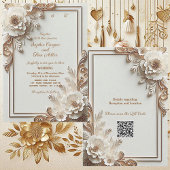 Baroque White Flowers Opulence Ivory Gold Frame  Kaart