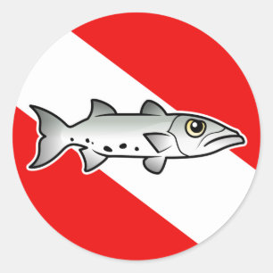 Barracuda duikvlag ronde sticker