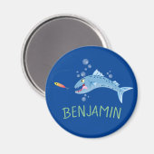 Barracuda hongende cartoon magneet (Voorkant / Achterkant)