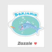 Barracuda hongende cartoon sticker (Vel)