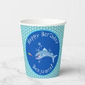 Barracuda hongerig vissen gepersonaliseerde verjaa papieren bekers (Achterkant)