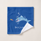 Barracuda poisson affamé de la pêche dessin animé (Gant de toilette)