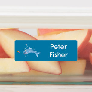 Barracuda vis vissen cartoon gepersonaliseerd labels