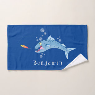Barracuda vissen hongerig vissen cartoon illustrat bad handdoek
