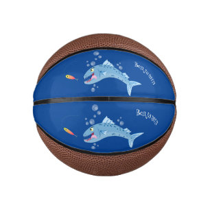 Barracuda vissen hongerig vissen cartoon illustrat basketbal