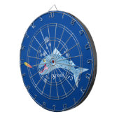 Barracuda vissen hongerig vissen cartoon illustrat dartbord (Voorkant Rechts)