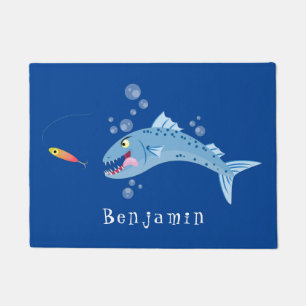 Barracuda vissen hongerig vissen cartoon illustrat deurmat
