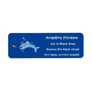 Barracuda vissen hongerig vissen cartoon illustrat etiket