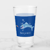 Barracuda vissen hongerig vissen cartoon illustrat glas (Achterkant)