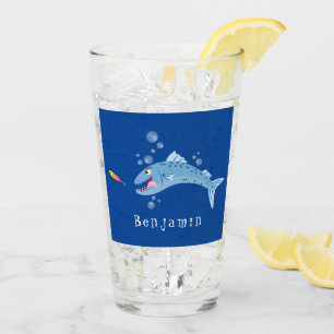 Barracuda vissen hongerig vissen cartoon illustrat glas