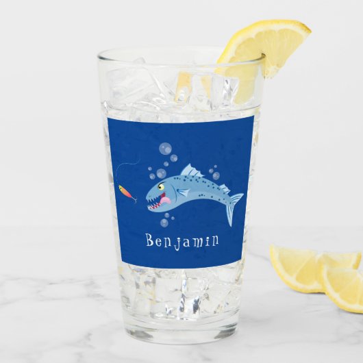 Barracuda vissen hongerig vissen cartoon illustrat glas (Achterkant ijs)