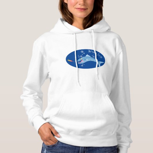 Barracuda vissen hongerig vissen cartoon illustrat hoodie (Voorkant)