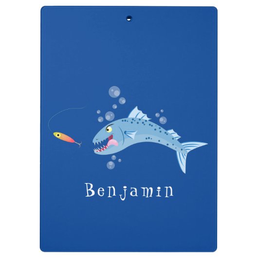 Barracuda vissen hongerig vissen cartoon illustrat klembord (Achterkant)