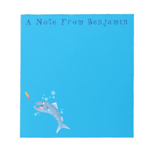 Barracuda vissen hongerig vissen cartoon illustrat notitieblok