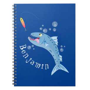 Barracuda vissen hongerig vissen cartoon illustrat notitieboek