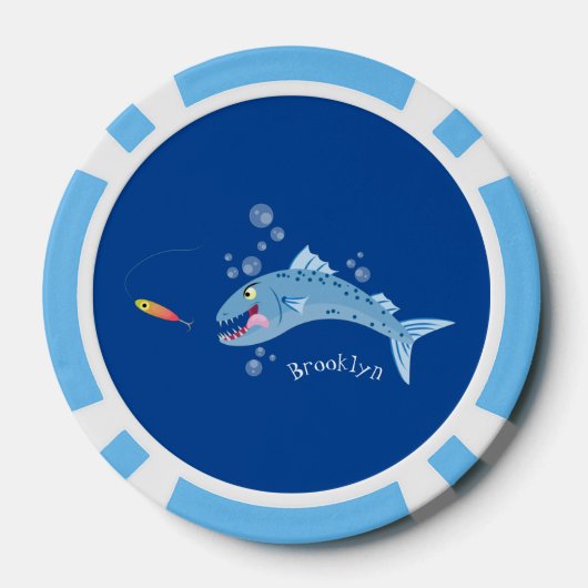 Barracuda vissen hongerig vissen cartoon illustrat poker chips (Achterkant)