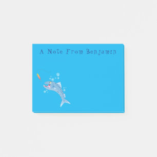 Barracuda vissen hongerig vissen cartoon illustrat post-it® notes