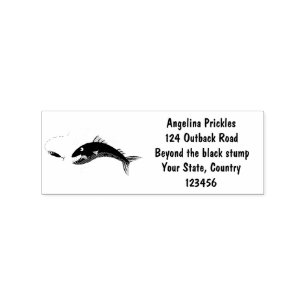 Barracuda vissen hongerig vissen cartoon illustrat rubberstempel