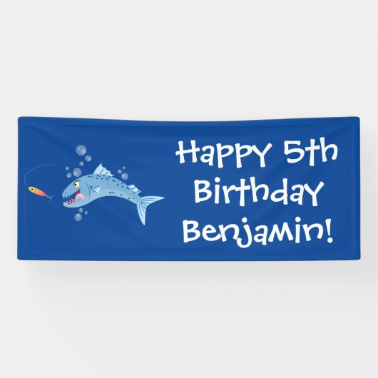 Barracuda vissen hongerig vissen cartoon illustrat spandoek (Horizontaal)