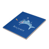 Barracuda vissen hongerig vissen cartoon illustrat tegeltje (Zijkant)