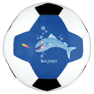 Barracuda vissen hongerig vissen cartoon illustrat voetbal