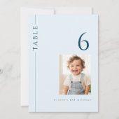 Barre bleu clair Mitzvah Numéro de table avec phot (Devant)