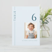 Barre bleu clair Mitzvah Numéro de table avec phot (Debout devant)