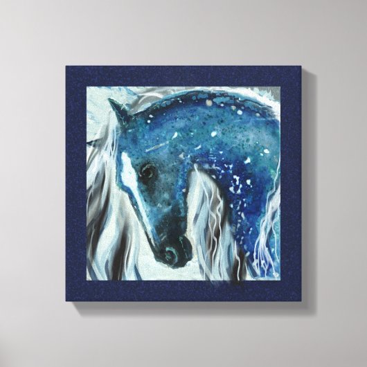 Barre bleue Cheval Art sur toile enveloppée (Recto)