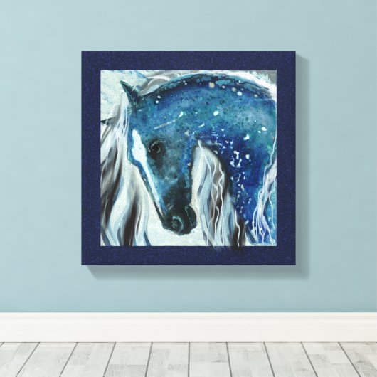 Barre bleue Cheval Art sur toile enveloppée (Insitu (Plancher de Bois))