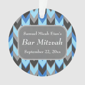 Barre bleue et grise Mitzvah de motif de Chevron