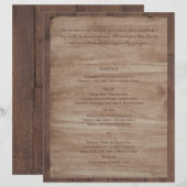 Barre Bois Ours Mariage campagnard Menu (Devant / Derrière)
