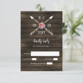 Barre bois pays chic faire-part de mariage rsvp (Debout devant)