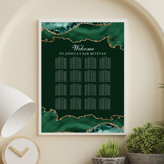 Barre d'Agate Or Vert foncé Mitzvah Tableau de siè