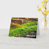 Barre d'arbre dans la mousse d'automne - Carte d'a (Fleur jaune)