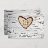 Barre de bouleau Mariage campagnard rustique Carte (Devant / Derrière)