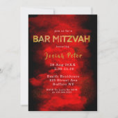 Barre de fumée noire et rouge Mitzvah Invitations (Devant)