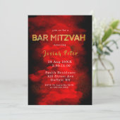 Barre de fumée noire et rouge Mitzvah Invitations (Debout devant)